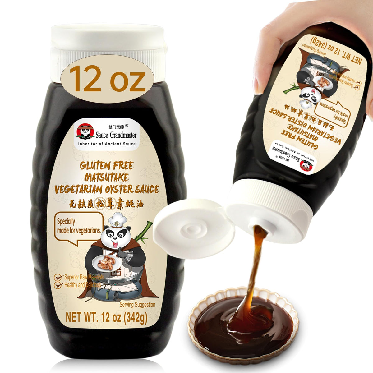 Sauce Grandmaster Matsutake bottle pour delivers rich vegan umami for quick weeknight stir-fries
