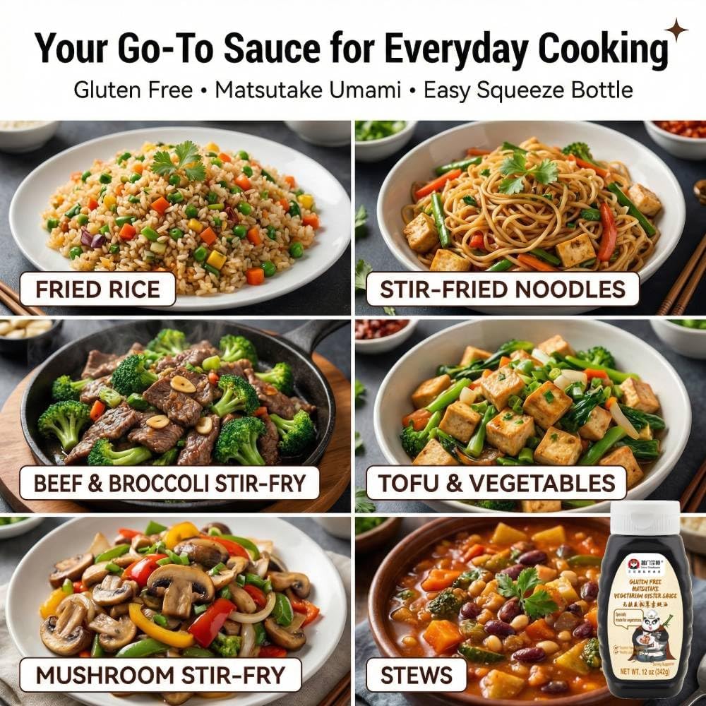 Sauce Grandmaster Matsutake stir-fry pan shot shows glossy glaze on vegetables