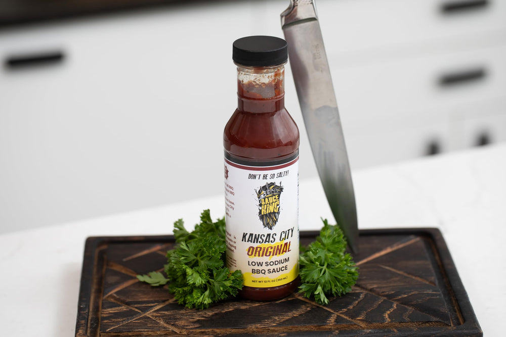Sauce King Kansas City Low Sodium Barbecue Sauce glaze adds a tasty finish to proteins.