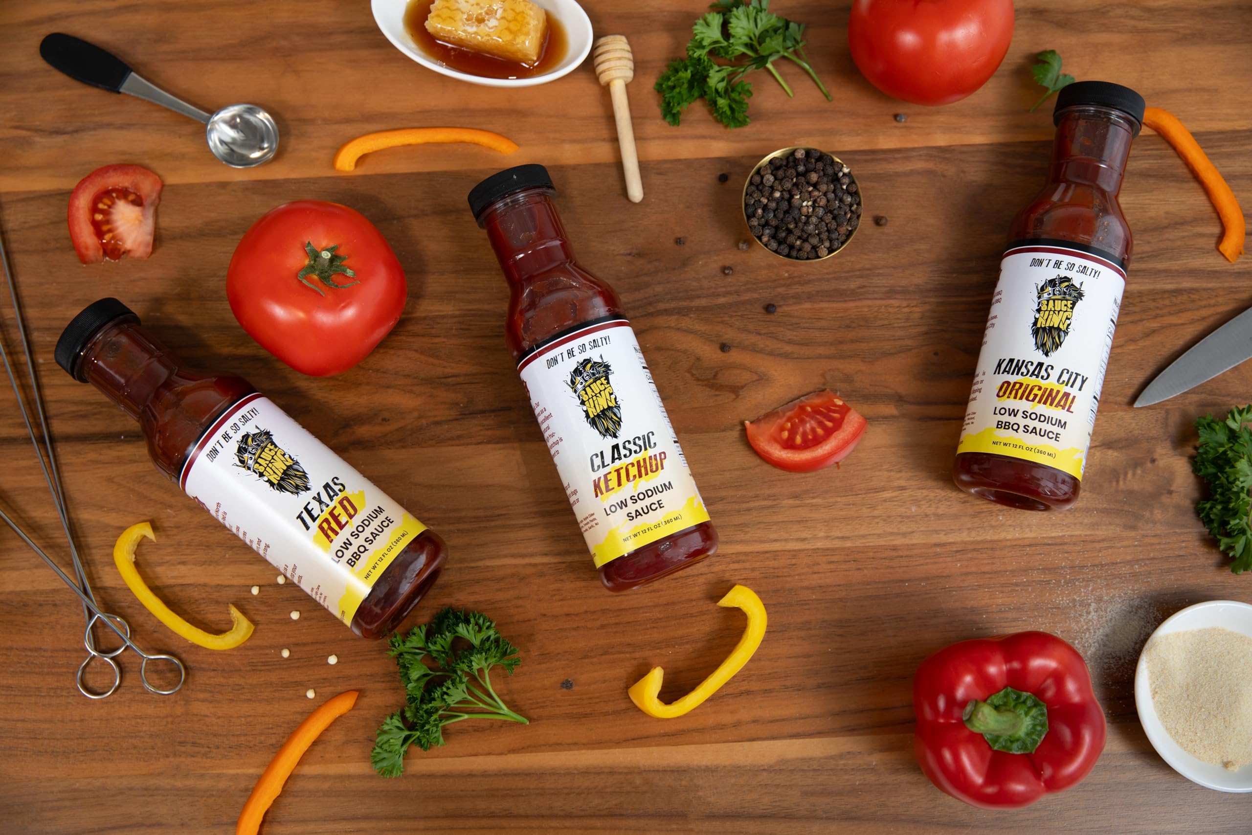 Sauce King Kansas City Low Sodium Barbecue Sauce kitchen-ready bottle for weeknight grills.