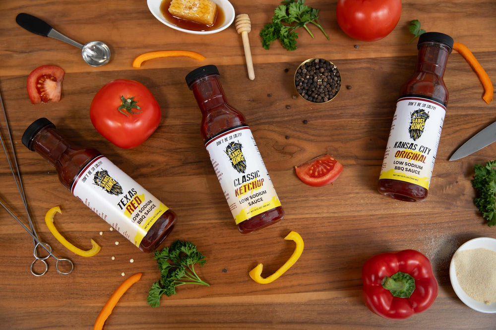 Sauce King Kansas City Low Sodium Barbecue Sauce kitchen-ready bottle for weeknight grills.
