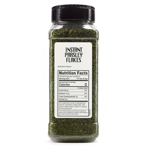 Sauer's Parsley Flakes garnish dust enhances dressings, potatoes, and vegetables.