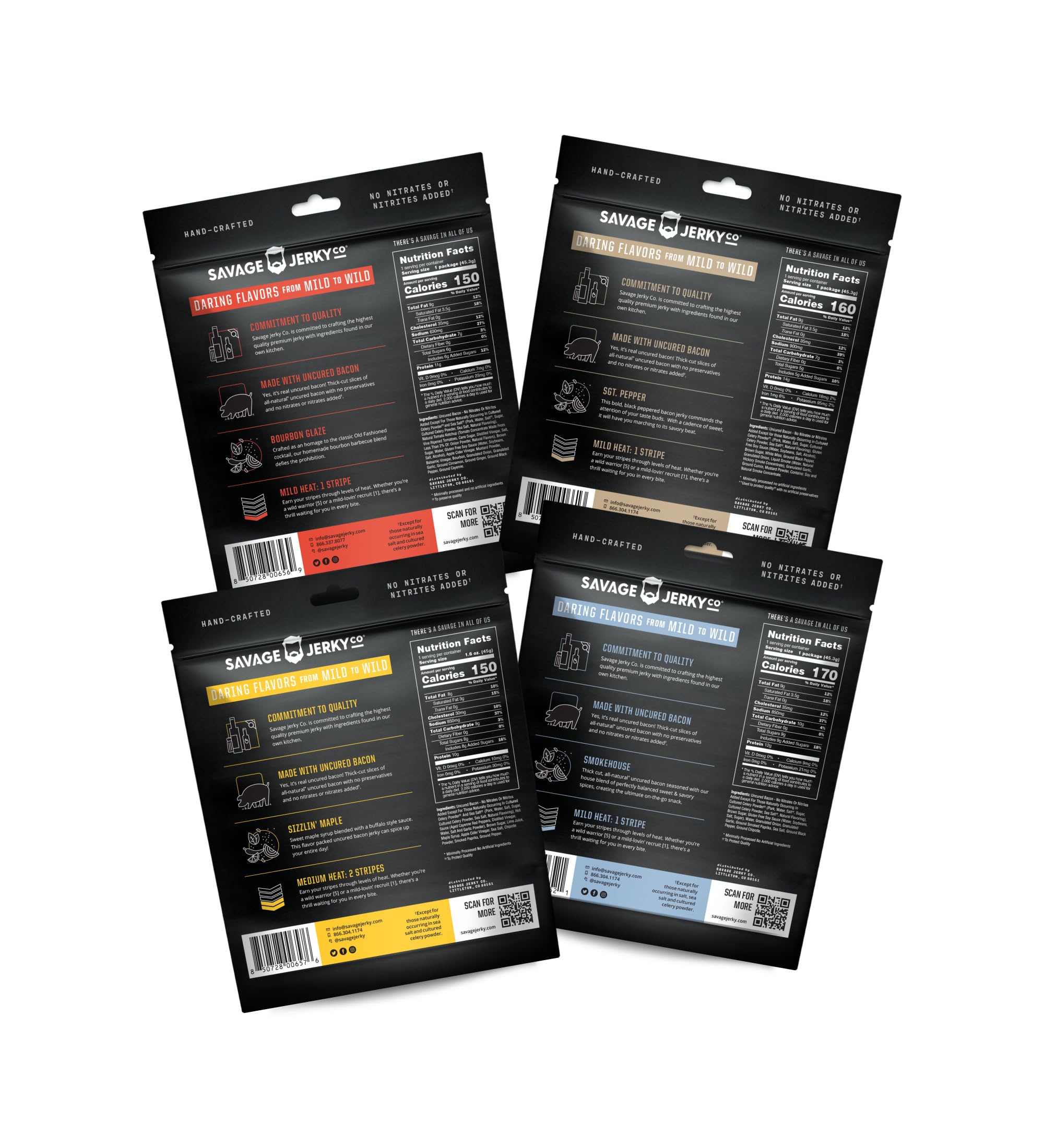 Savage Jerky Co. Bourbon Glaze bacon jerky pack, flavorful, protein-rich snack
