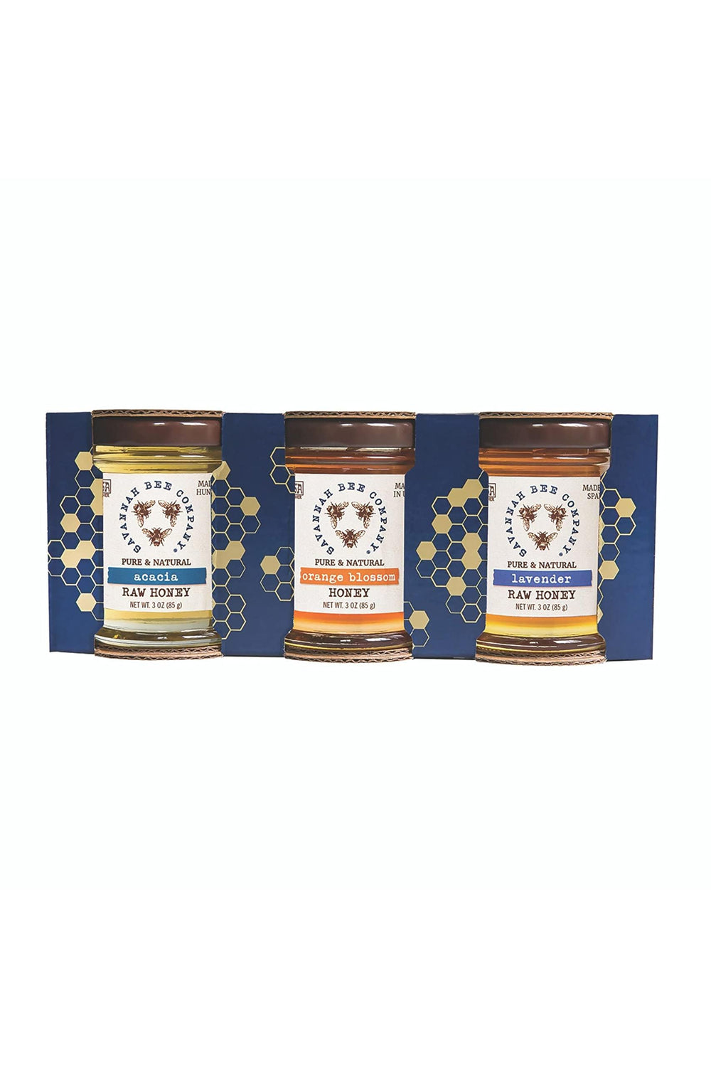 Savannah Bee Company honey sample set jars for tasting, showcasing pure raw honey.
