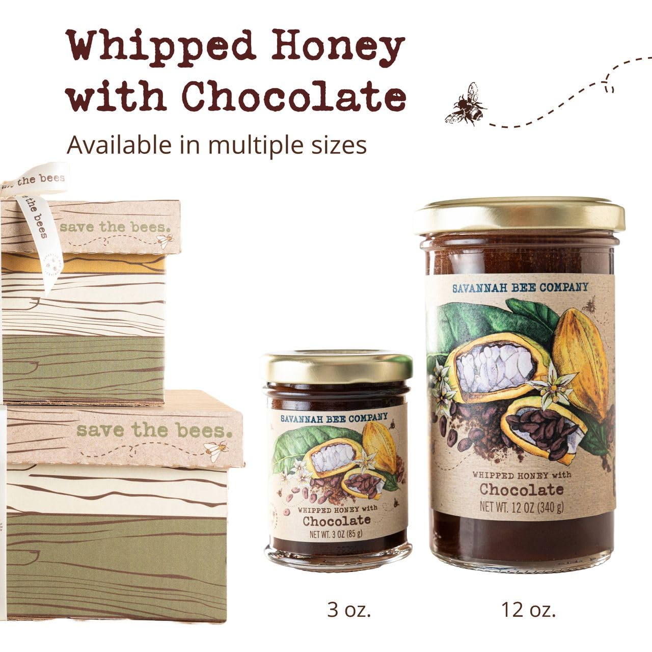 Savannah Bee whipped honey chocolate baking swirl, enhances recipes.