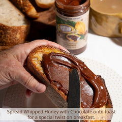 Savannah Bee whipped honey chocolate on toast, ideal for breakfast treats.