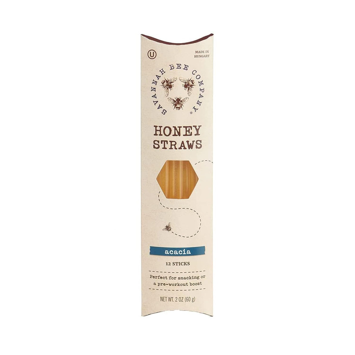 Savannah Bee Company honey straw with acacia honey, ideal for on-the-go sweetness.