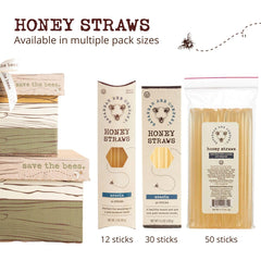 Savannah Bee honey straw travel pack, mess-free and portable.