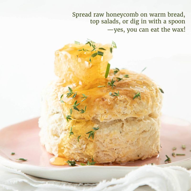 Savannah Bee Acacia Honeycomb crumbled over vanilla ice cream