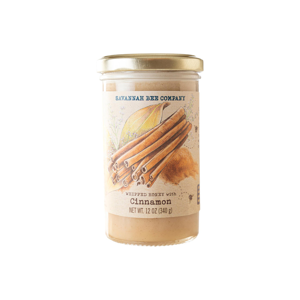 Savannah Bee Whipped Honey Cinnamon bottle pour for breakfast topping.
