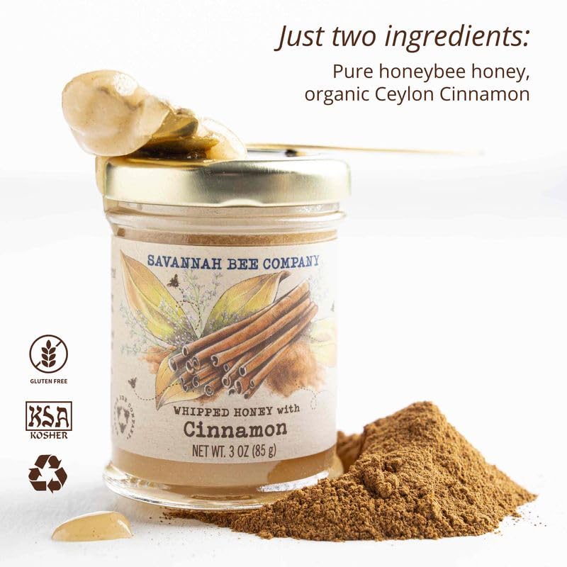 Savannah Bee whipped honey cinnamon label with natural ingredients