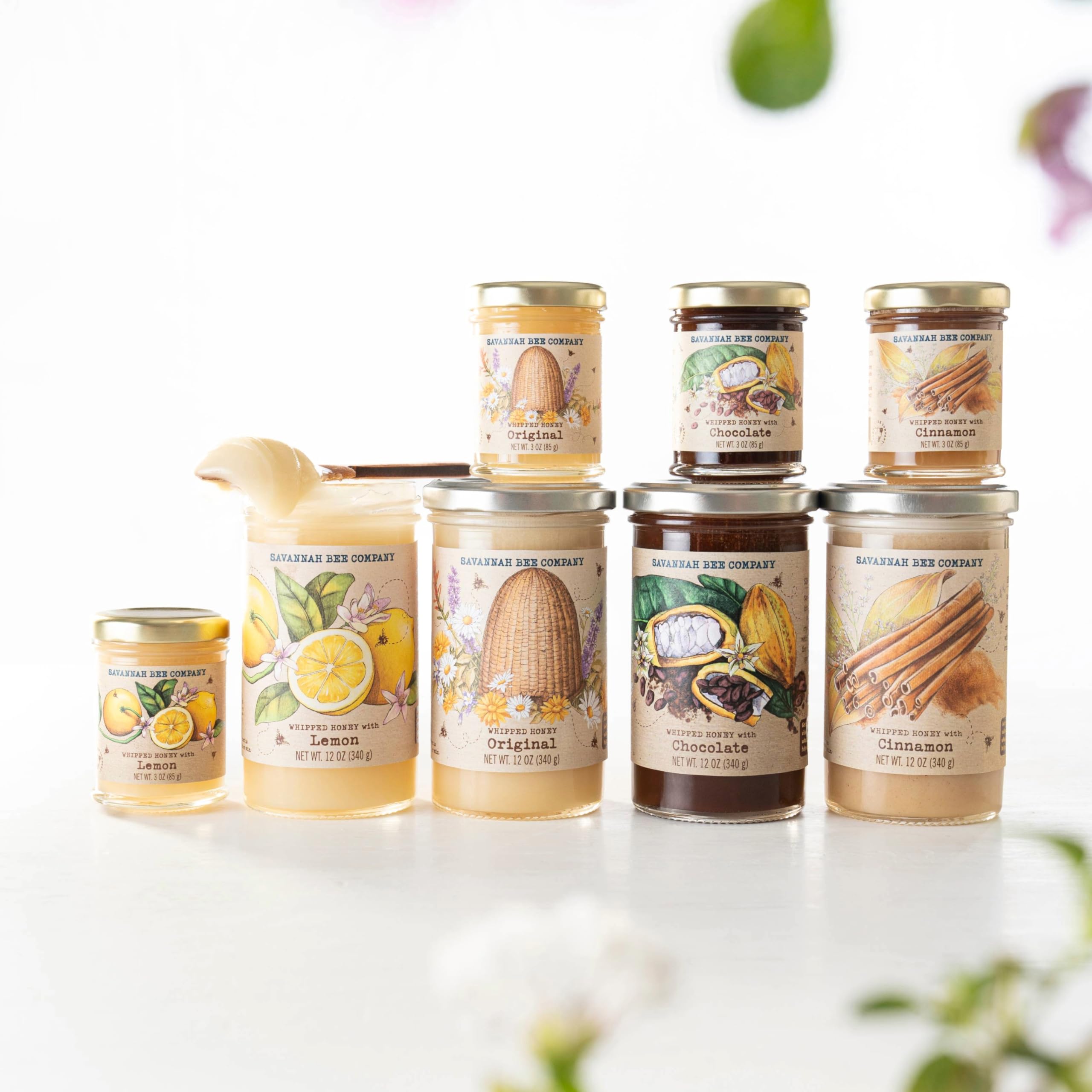 Savannah Bee Whipped Honey Cinnamon packaging display for gifting.