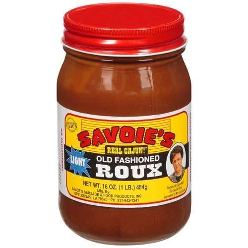 SAVOIE'S Light Roux jar showing the lighter color suitable for gumbo.