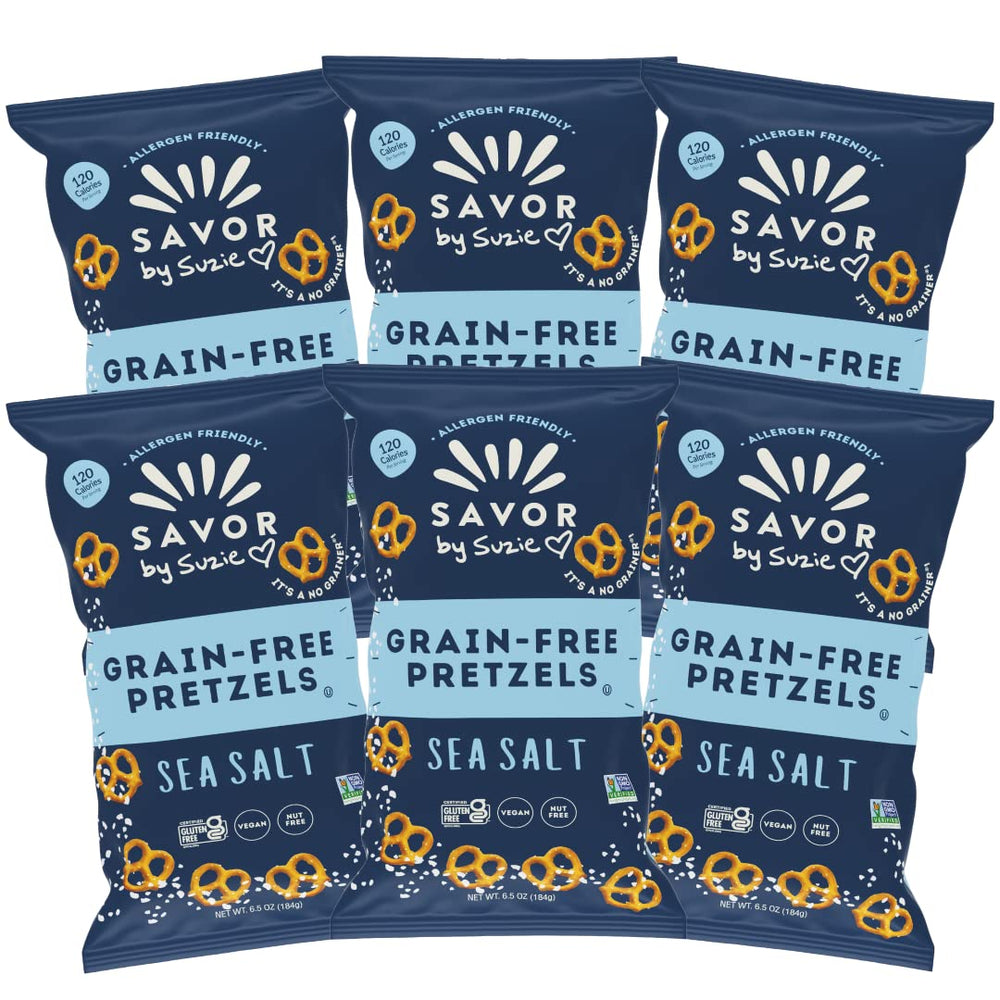 Savor by Suzie gluten-free sea salt pretzels for a crisp gluten-aware snack.