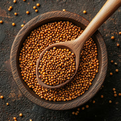 SavorSatch Yellow Mustard Seeds from India supporting authentic curries and condiments.