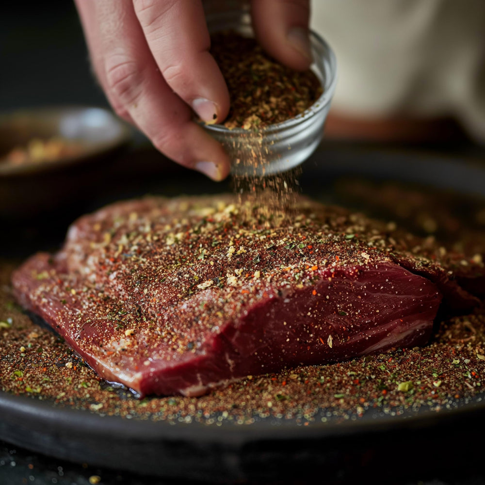 SavorSatch Pastrami Rub highlights kosher, non-GMO, gluten-free ingredients for clean flavor.