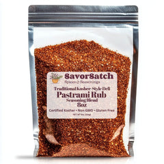SavorSatch Pastrami Rub spice blend package delivers authentic deli flavor for homemade pastrami.