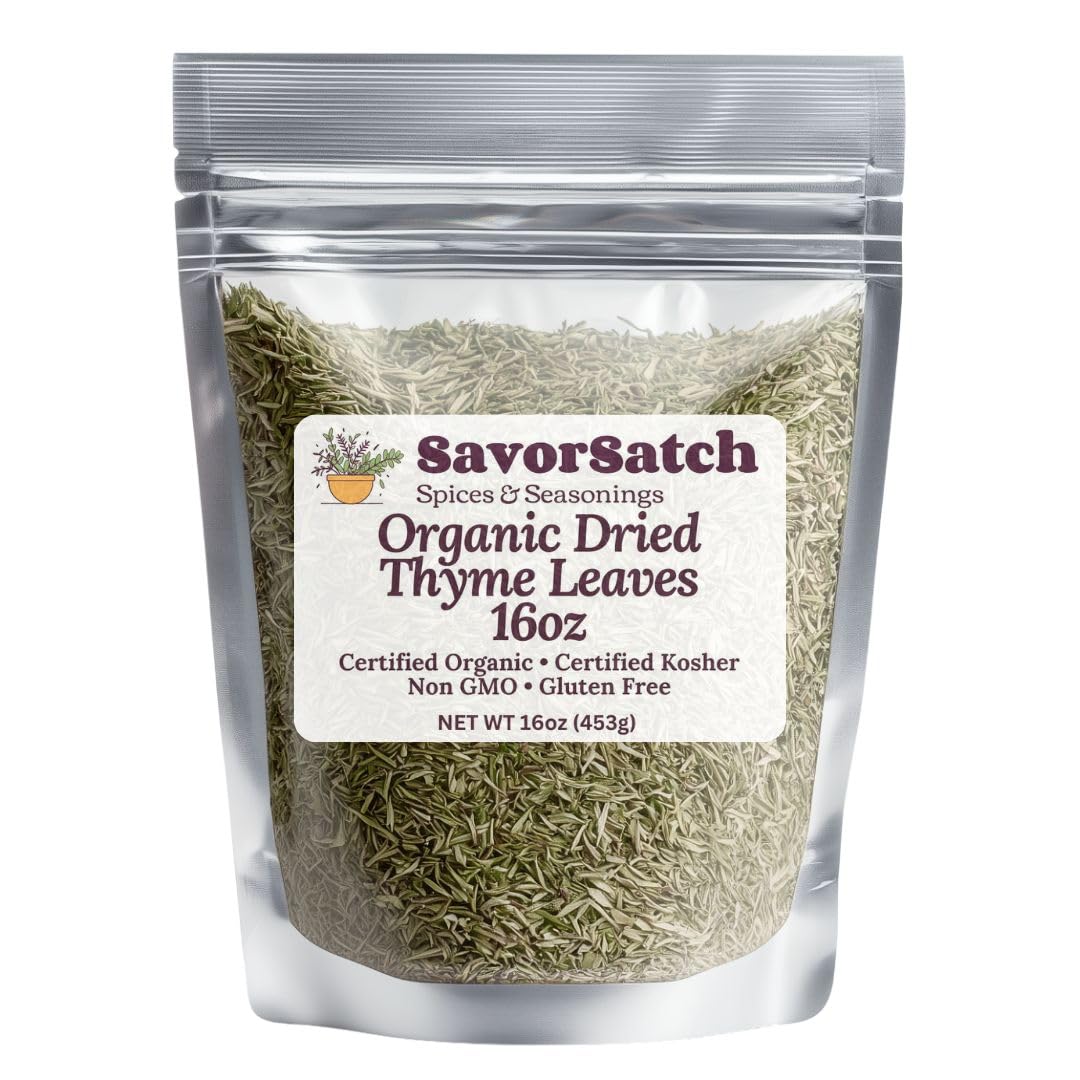 SavorSatch Thyme Leaf bulk pack in resealable pouch, ideal for batch cooking.