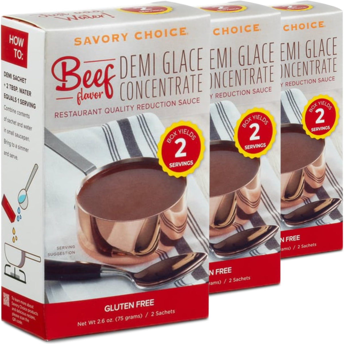SAVORY CHOICE Beef Demi-Glace Concentrate packets for easy, restaurant-like flavor in seconds.