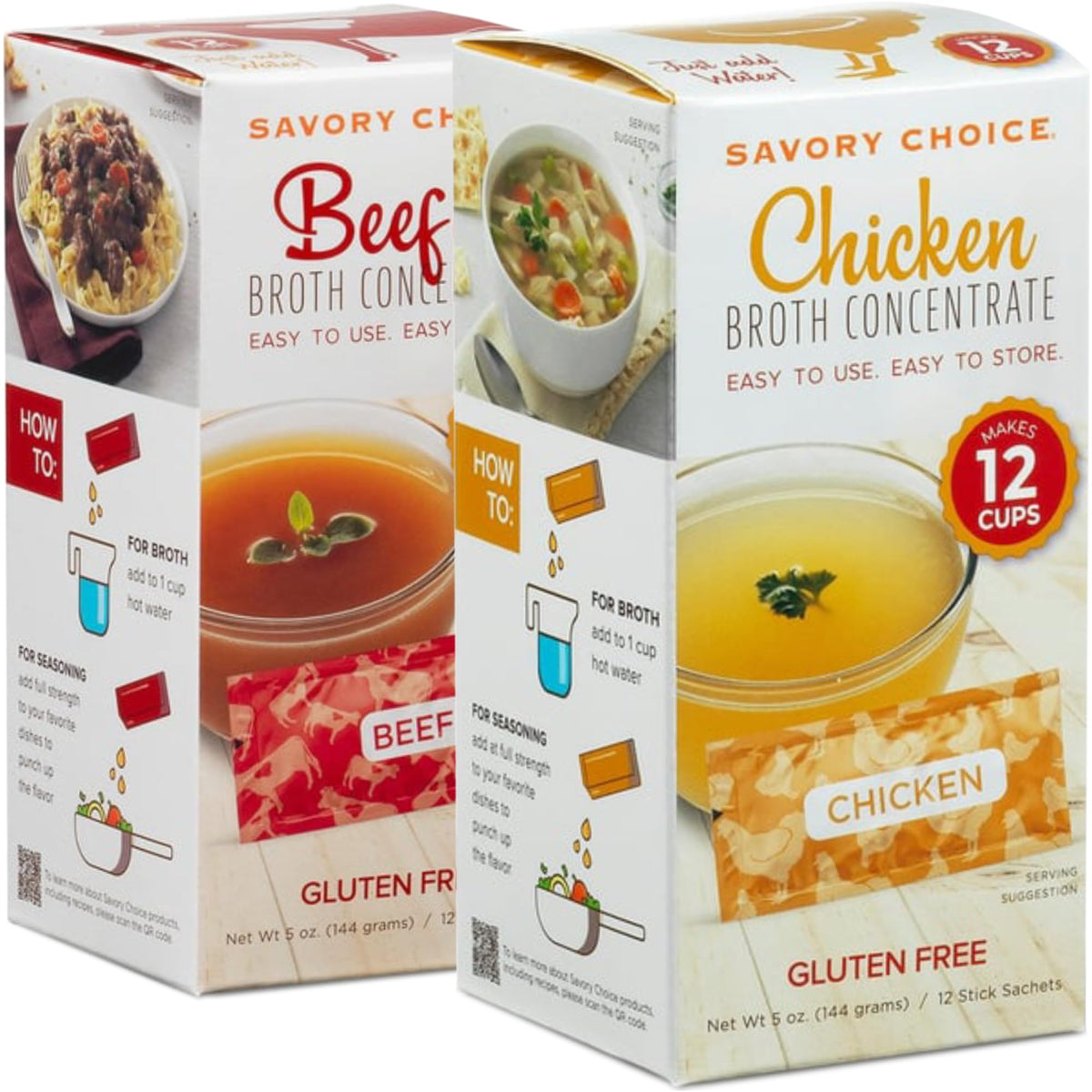 Savory Choice broth concentrate boxes provide a convenient multi-pack for quick meal bases.