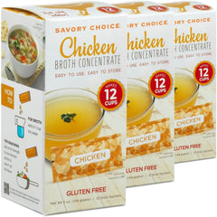 Savory Choice chicken broth concentrate packet pour for quick broth.