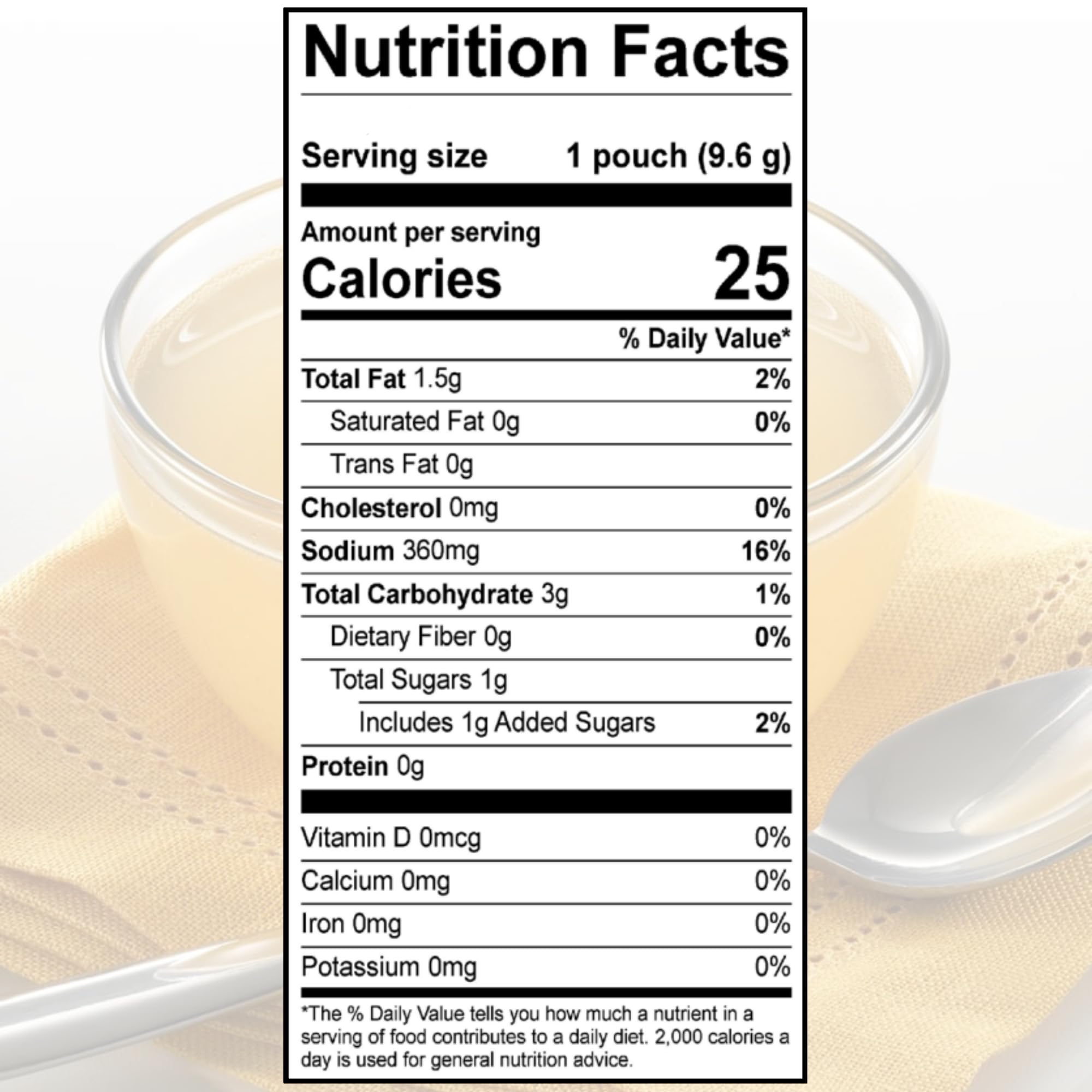Savory Choice concentrate packet dissolving to create a light, clean broth base