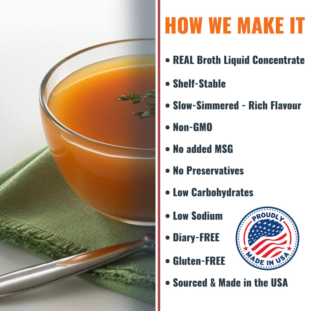 SAVORY CHOICE portioned broth packets ensure consistent taste.