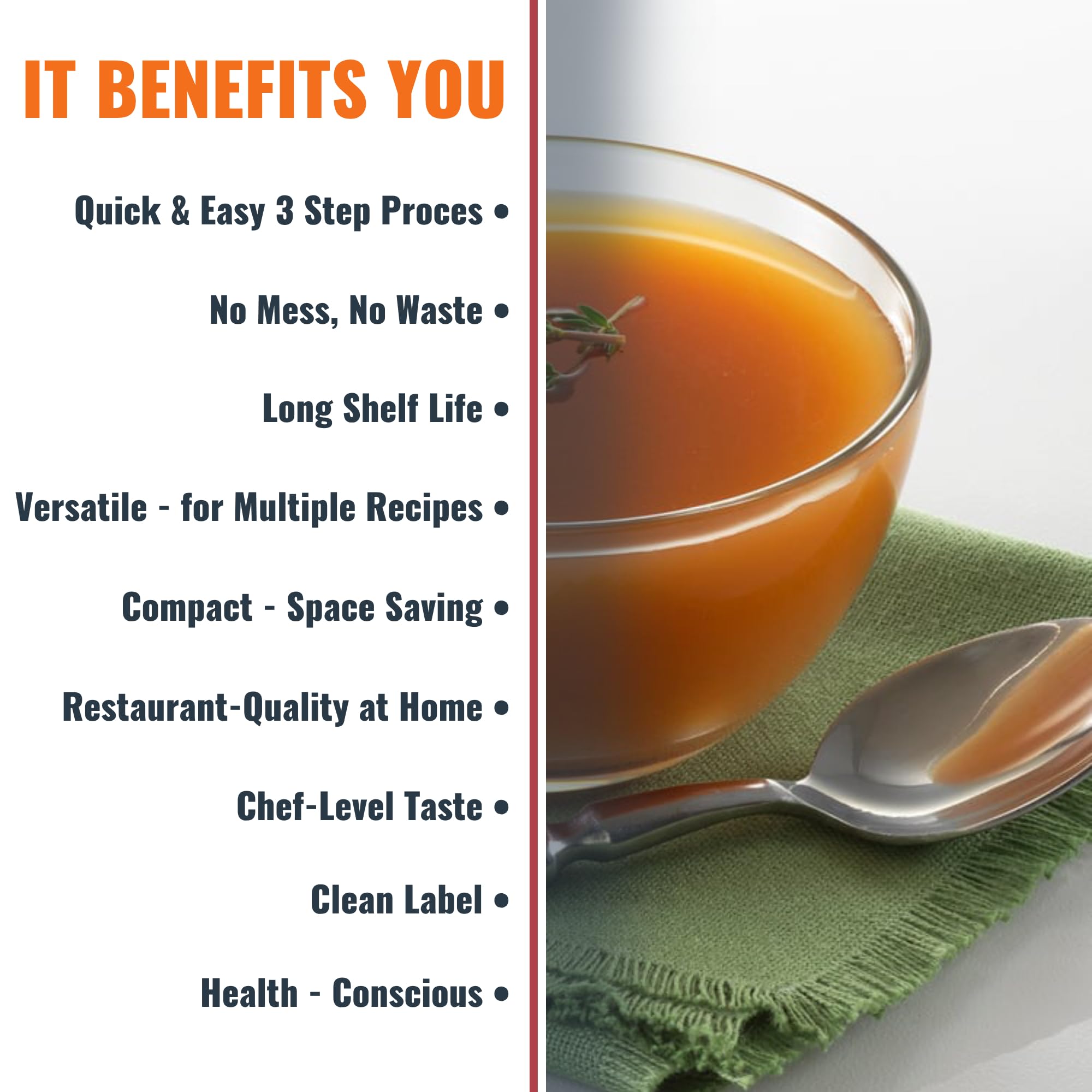 SAVORY CHOICE travel-friendly broth pack fits small kitchens.