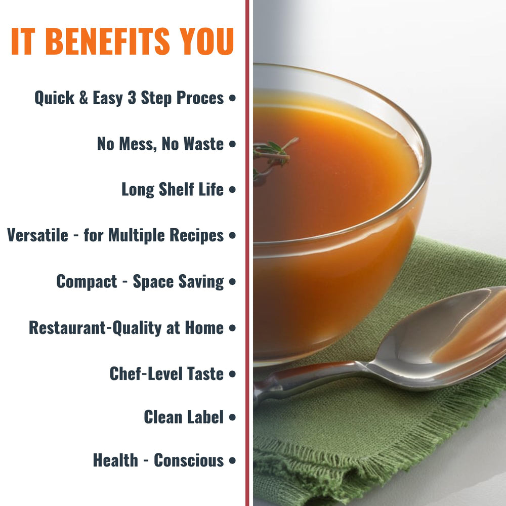 SAVORY CHOICE travel-friendly broth pack fits small kitchens.