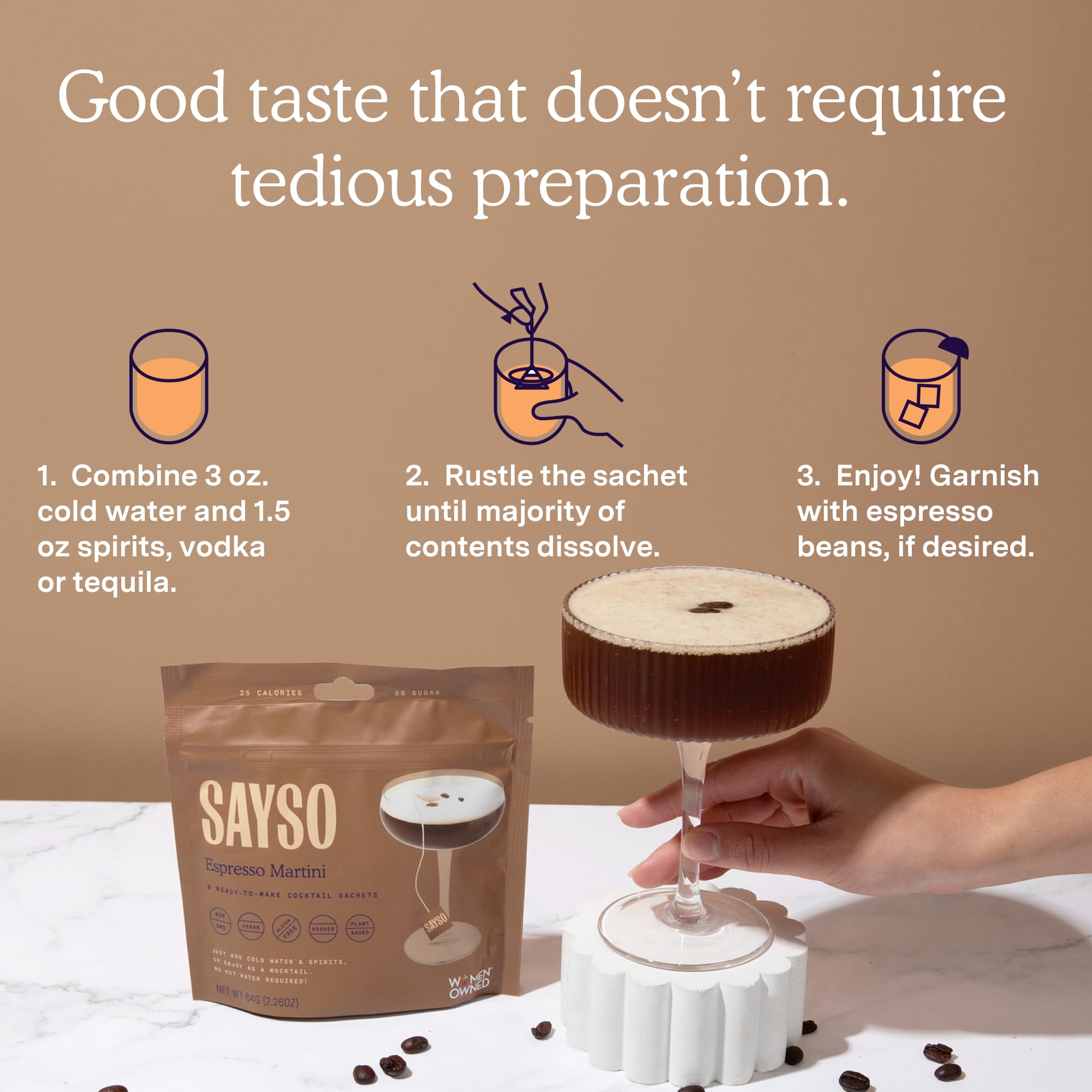 SaySO eight-pack packaging display for easy prep.