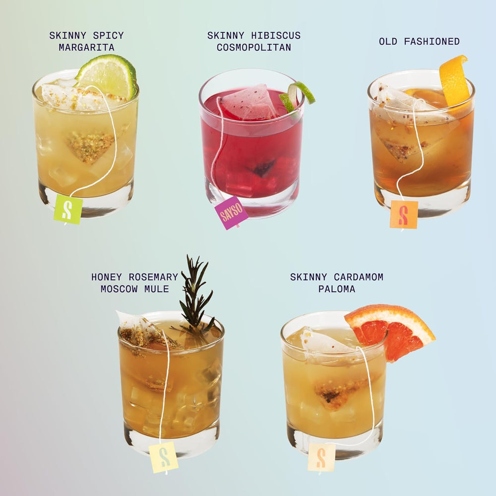 SAYSO Variety Pack glass with mocktail ready for serving