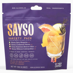 SAYSO Variety Pack spicy margarita pour highlights a low-calorie cocktail option