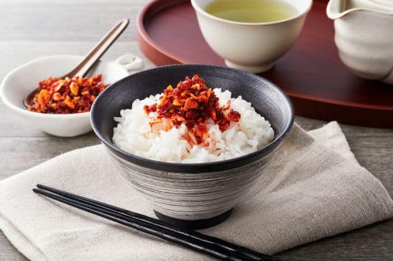 S&B Chili Oil with Crunchy Garlic used in stir-fries for depth of flavor.