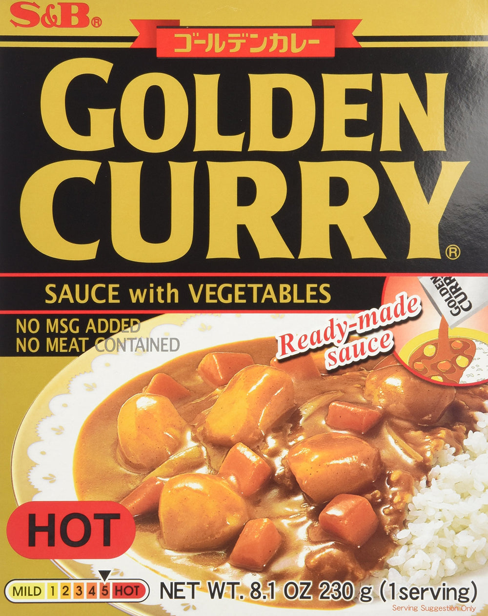 S&B Curry Gold Vegetable Hot pack five, ready-to-heat dinner option.