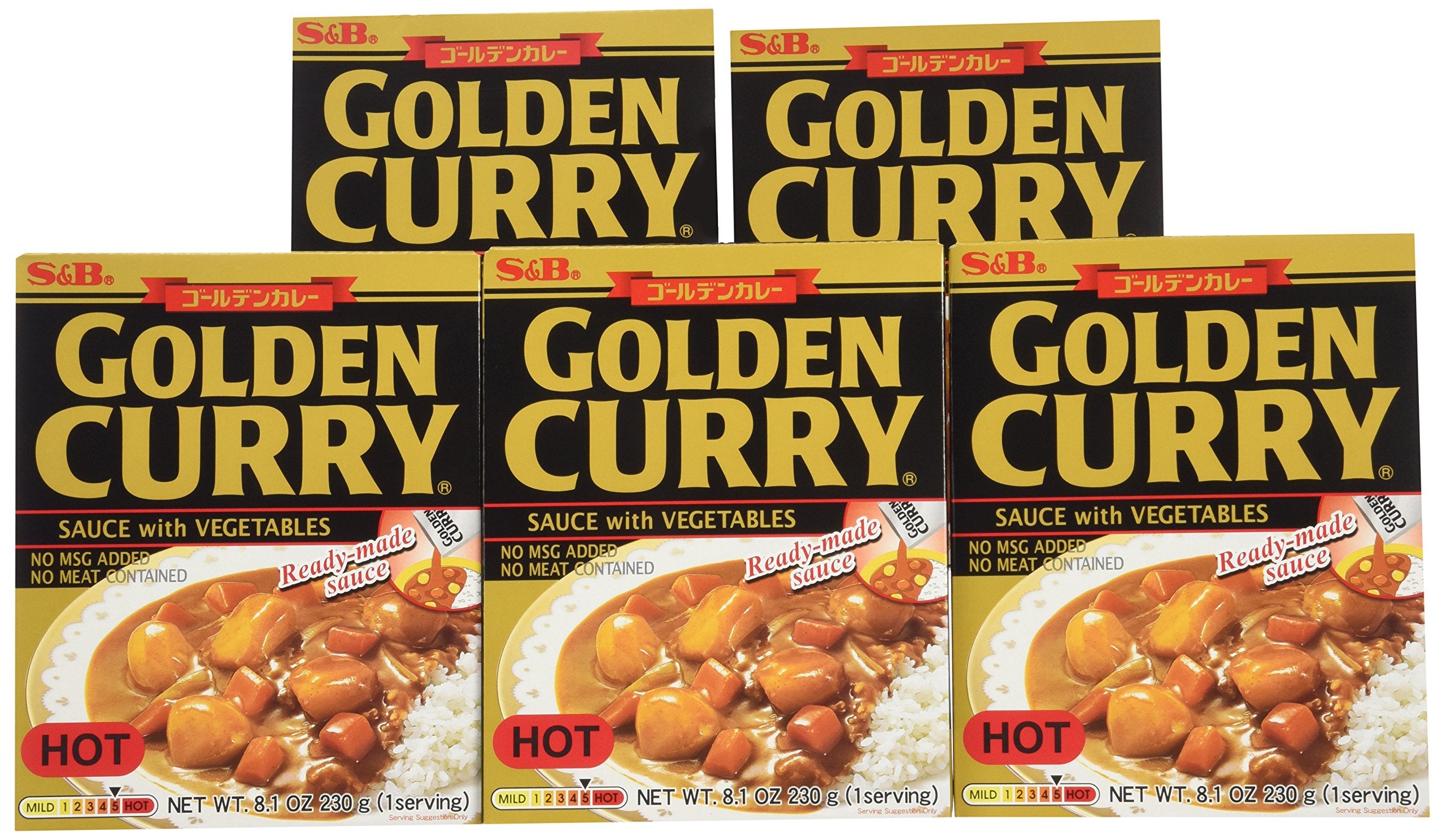 S&B Curry Gold Vegetable Hot spoon over rice for a complete meal.
