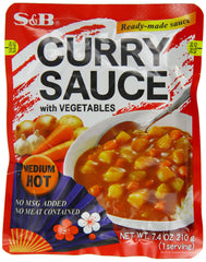 S&B curry sauce with vegetables medium hot pack of 10 bottles ready to heat