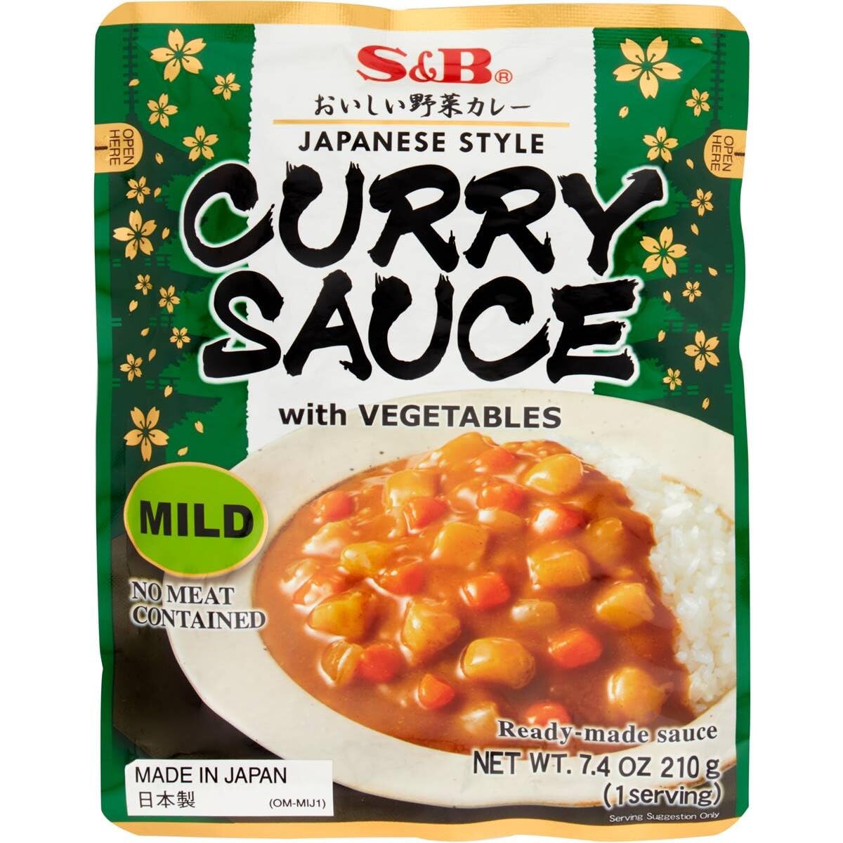S&B curry sauce with vegetables in a retort pouch for quick dinners.