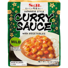 S&B curry sauce with vegetables in a retort pouch for quick dinners.