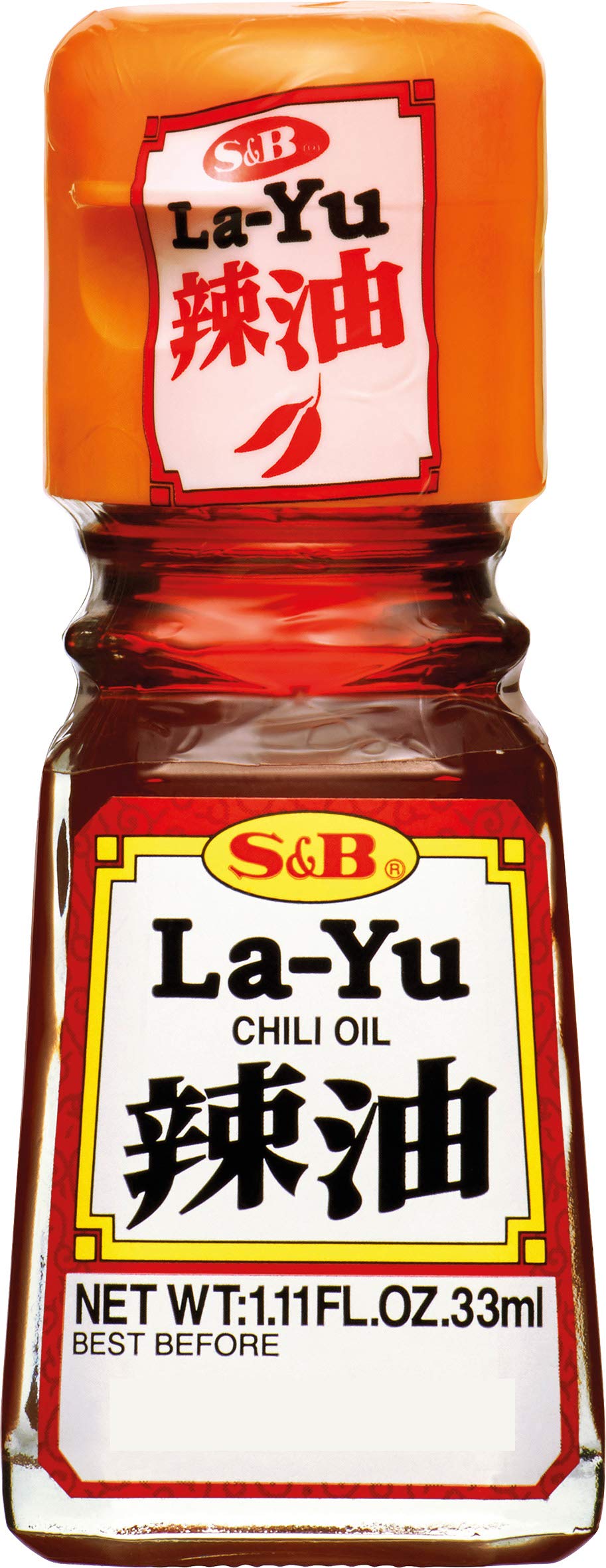 S&amp;B Layu chili oil bottle adds bold heat and flavor to meals.