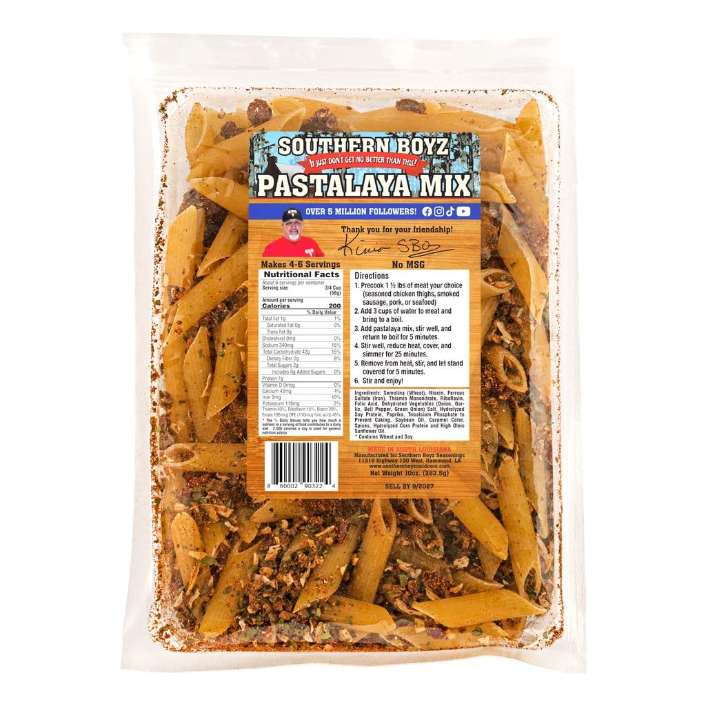 SBO Pastalaya mix with Penne bag, no MSG blend for quick meals.