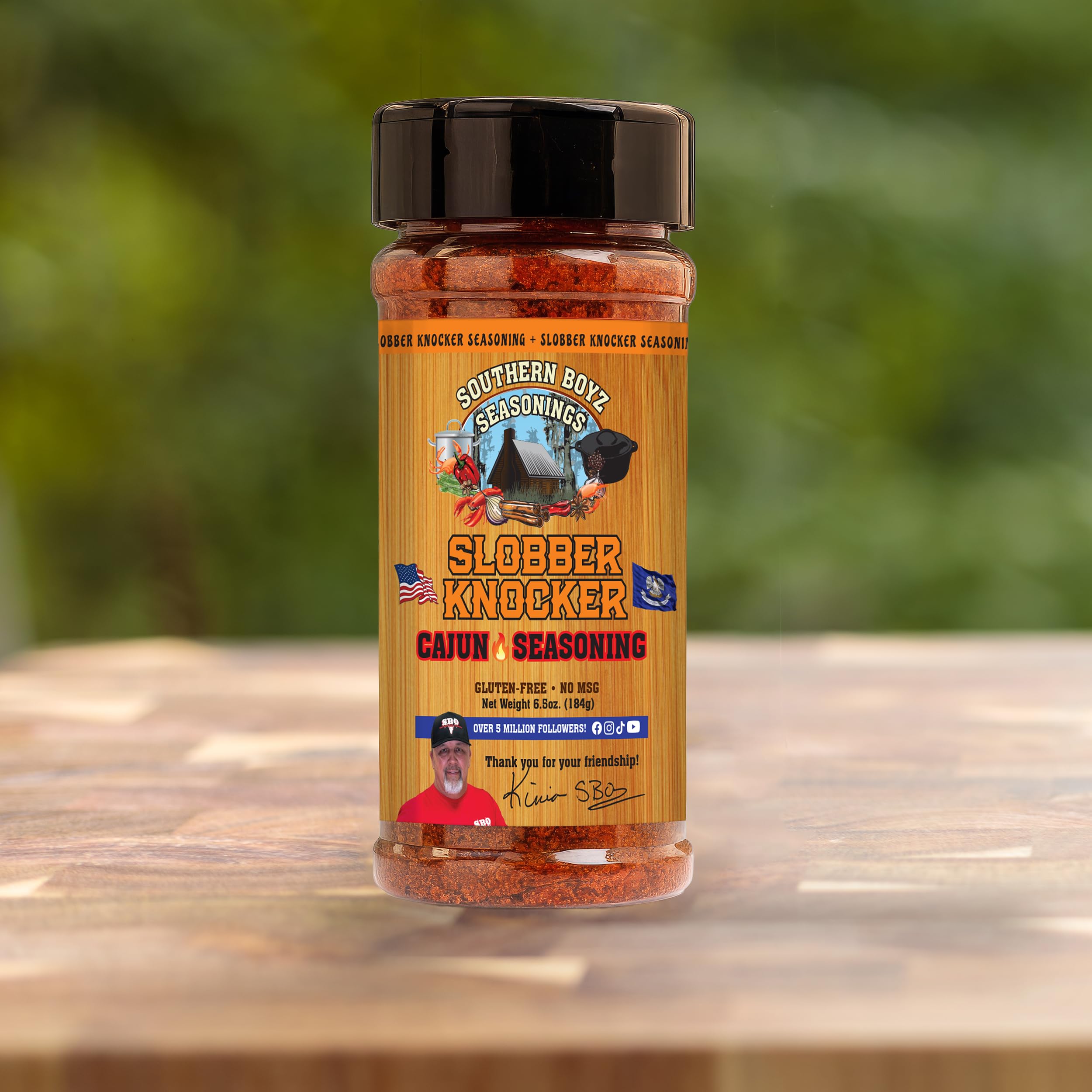 SBO Slobber Knocker label front showcasing gluten-free, no MSG claim.