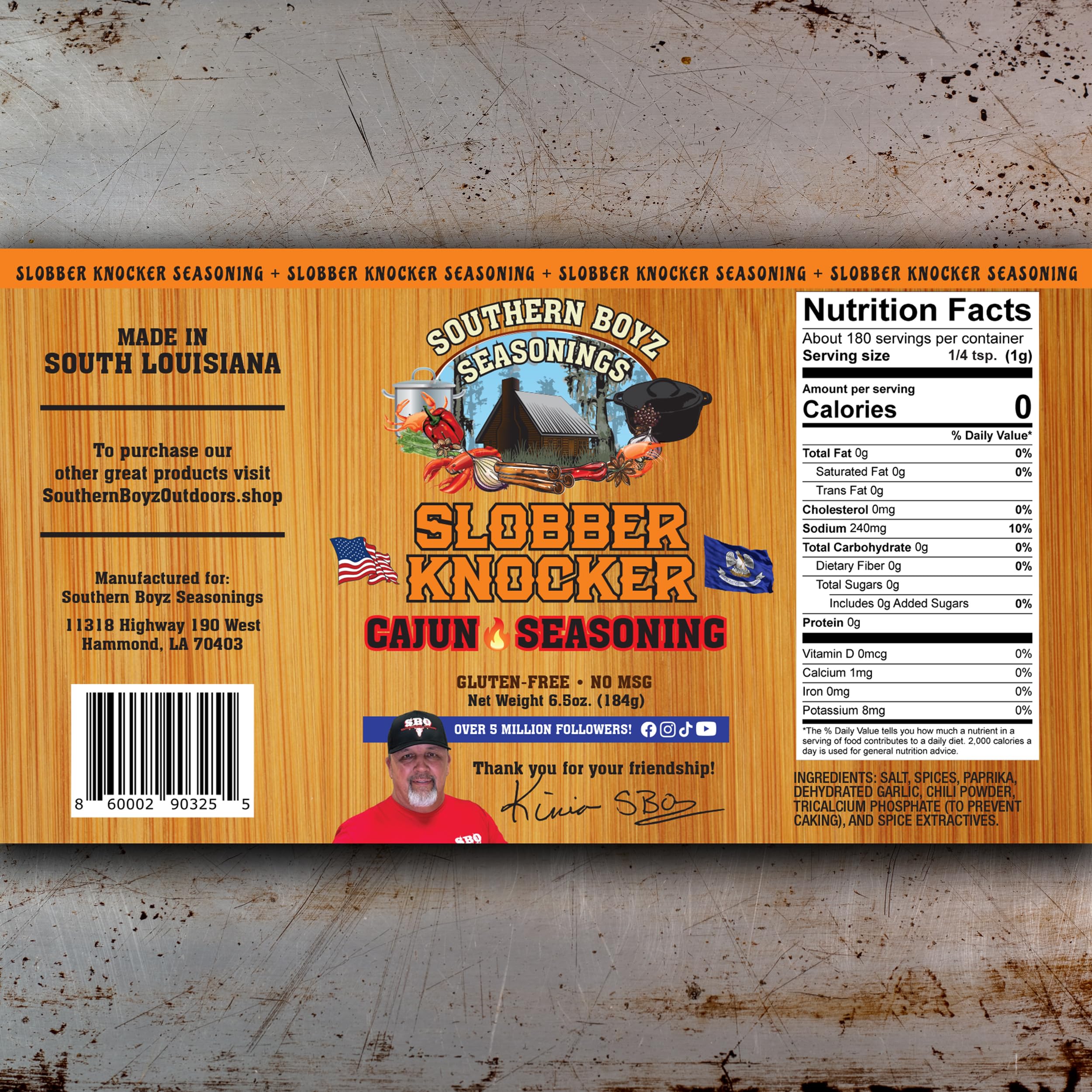 SBO Slobber Knocker shaker on counter ready to season vegetables.