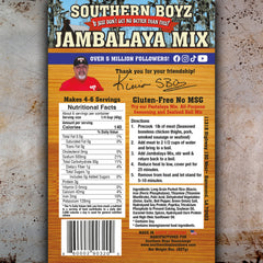 SBO Jambalaya mix ingredient blend with rice and spices.