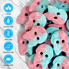 Scandylicious Bubs Dizzy Skulls soft center reveals fruity sweetness beneath bold coating.