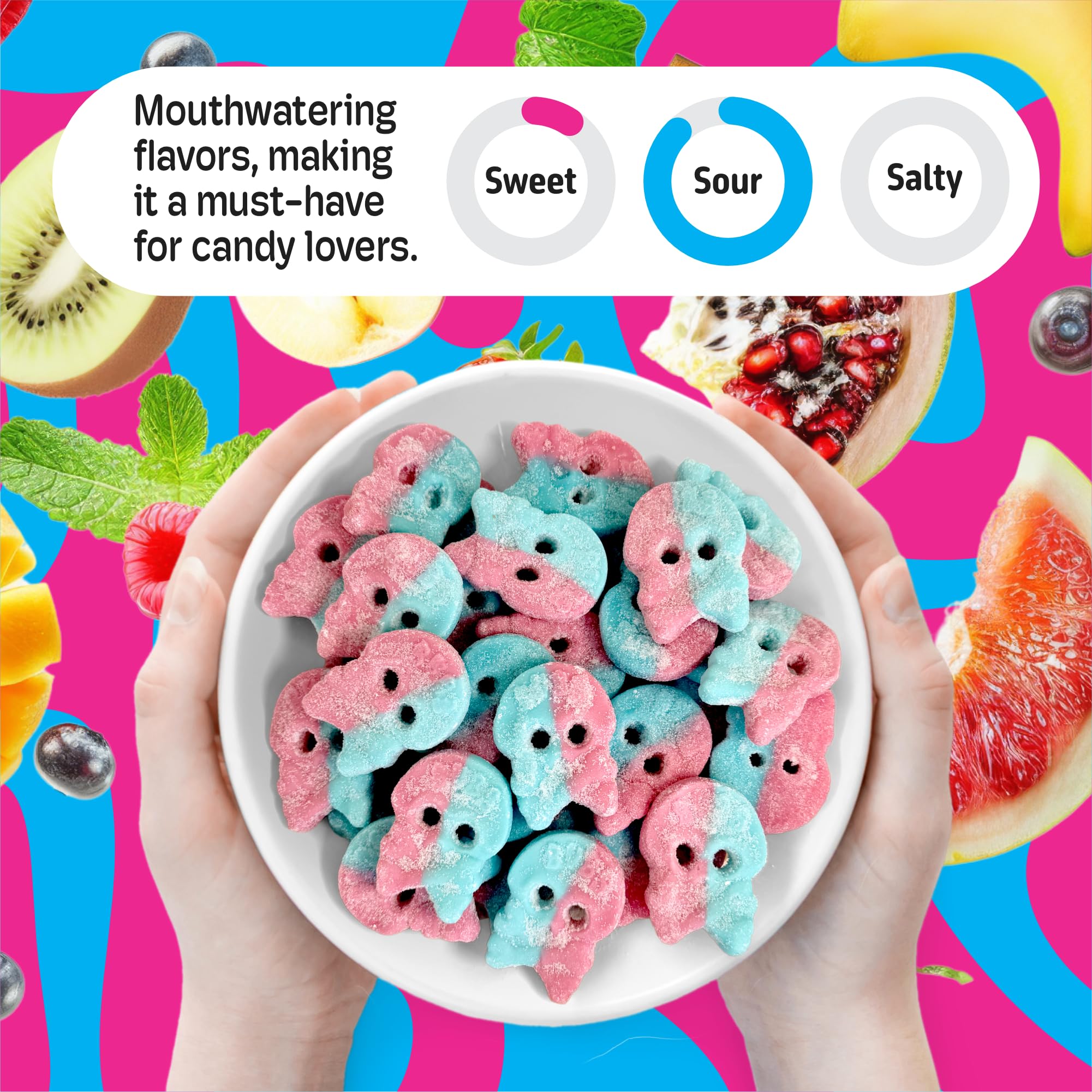 Scandylicious Bubs Dizzy Skulls sour powder detail hints at tangy bite and flavor variety.