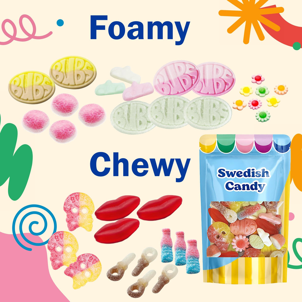 Party platter display featuring a bright, varied gummy assortment.