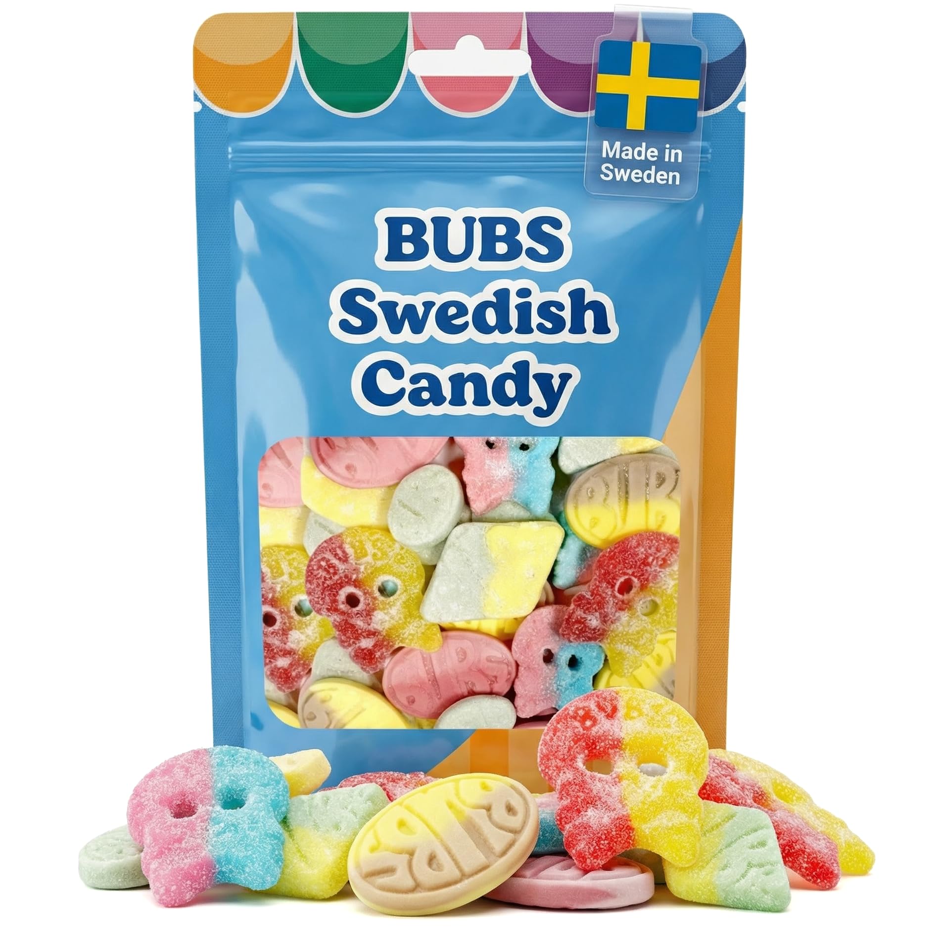 Scandylicious Bubs Swedish Candy Mix Banana-Toffee Ovals—soft chew with bold banana flavor.