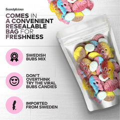 Scandylicious Bubs Sour Peach Skulls—tart bite to elevate snacking moments.