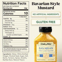Schaller & Weber Bavarian Mustard label close-up highlights premium ingredients and tradition.