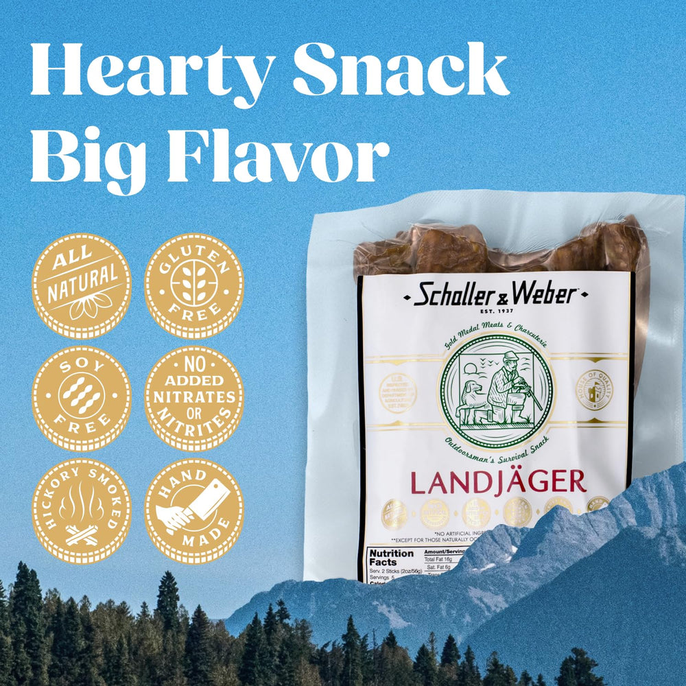 Whole Landjaeger log in vacuum-sealed package preserving freshness.